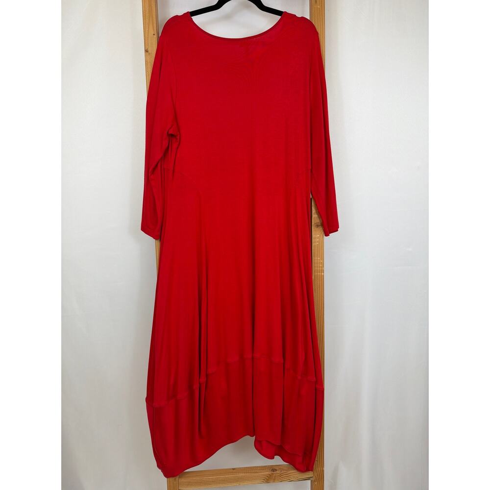 Comfy USA XL Red Round Neck Long Sleeve High-Low Balloon Maxi Dress USA - Picture 6 of 9